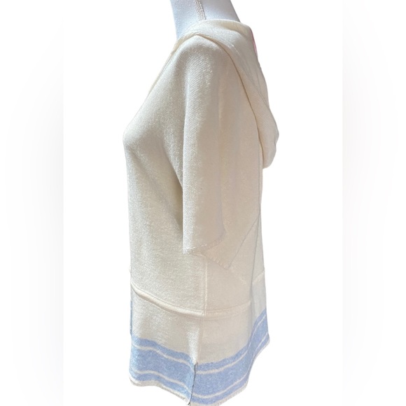 Vineyard Vines hooded sweater stripe Cashmere/Linen, SZ medium, ivory, (NWT) - Picture 3 of 14